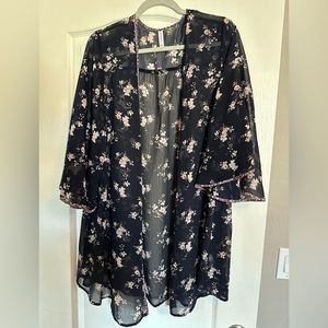 Xhilaration Navy Blue with floral Kimono. Size M/L